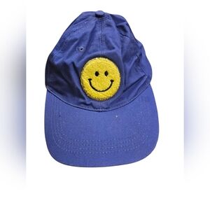 NWOT Fuzzy Smile Face Baseball Cap Smiling Happy Blue Adjustable Hat